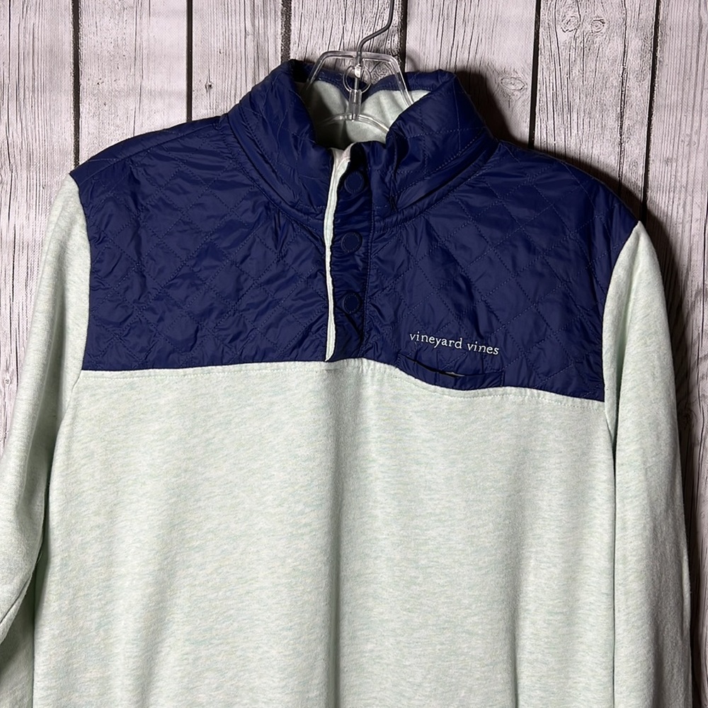 Vineyard Vines Blue Snap Quilted Full Zip Packable Hooded Jacket size medium - Picture 2 of 11